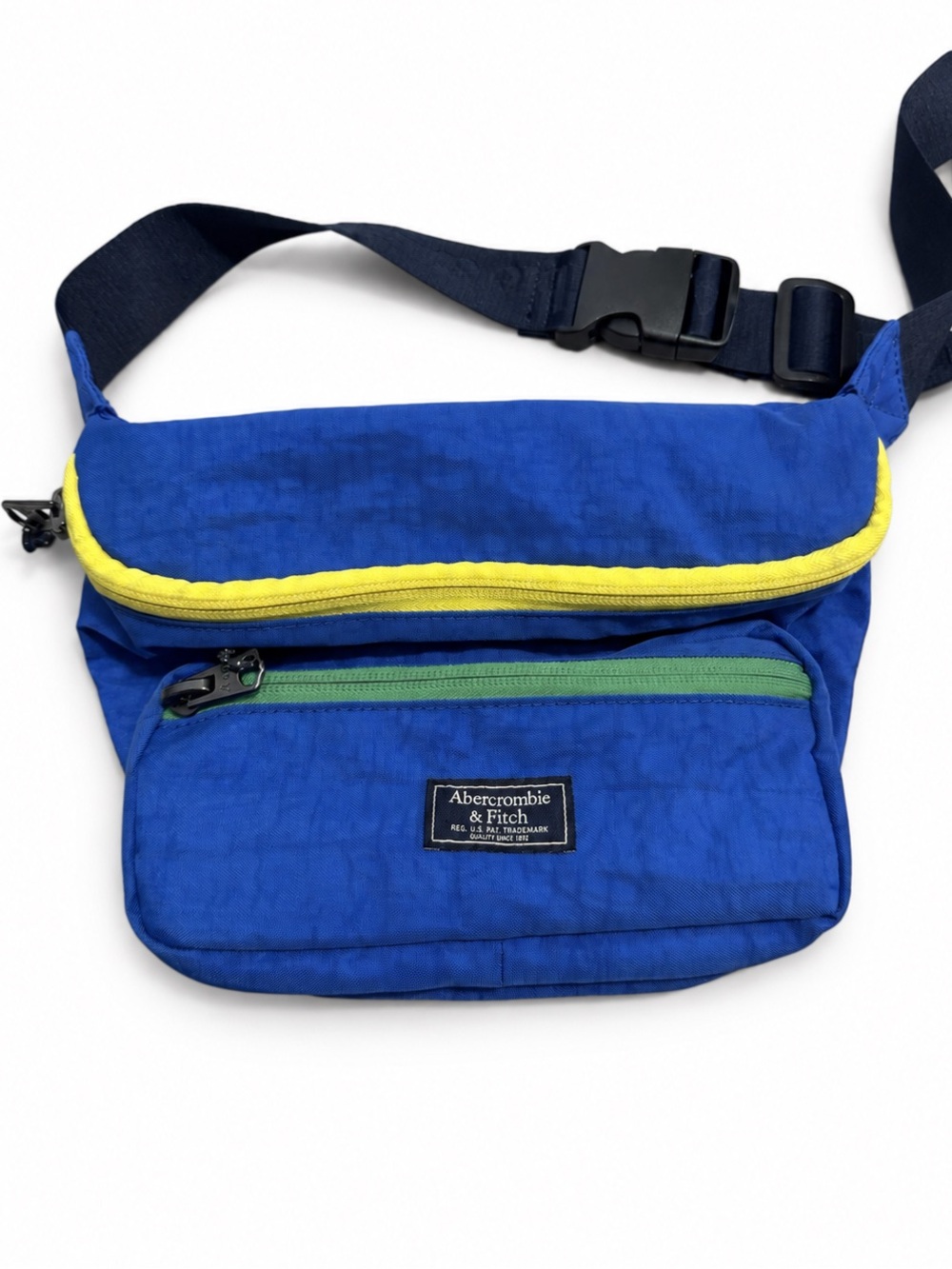 Abercrombie & Fitch Y2K Colourblock Nylon Waist Bag Bum Bag Royal Blue Yellow